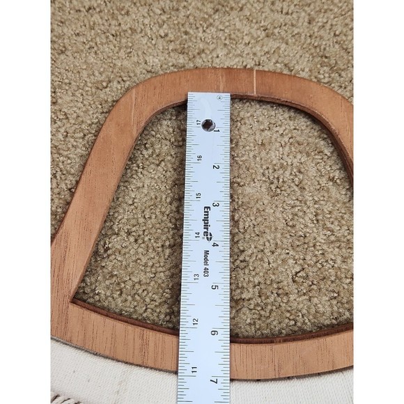 Vintage Macrame Crochet Hand Bag with Wooden Handle Cream Beachy Boho Lined - Picture 4 of 12